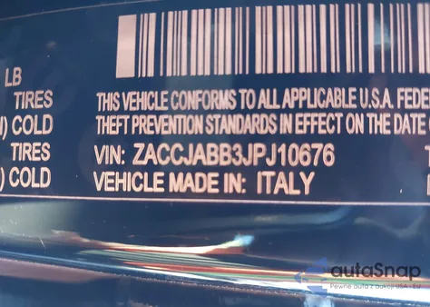 2018 Jeep Renegade Altitude Fwd from USA, damaged, VIN ZACCJABB3JPJ10676